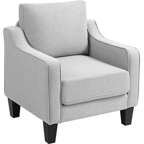 HOMCOM Poltroncina in Tessuto Imbottita con Molle Insacchettate Grigio Chiaro