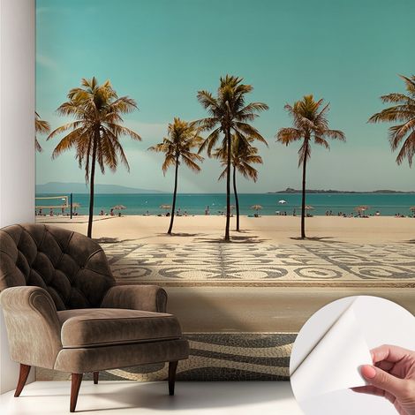 Tapete Selbstklebend - modernes Design - Wohnungsdeko - geruchslos - langlebig Palmen am Strand 250x250 cm