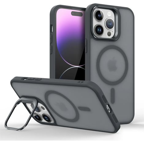 (iPhone 13 mini, noir) Étui de téléphone magnétique antichoc pour iPhone avec support et protection d'objectif en verre. (1/3)
