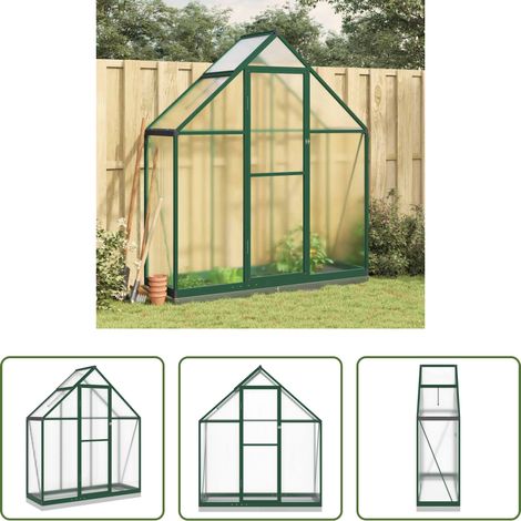 vidaXL Serre de jardin - Serre avec cadre de base vert 169x58x202 cm aluminium (1/5)