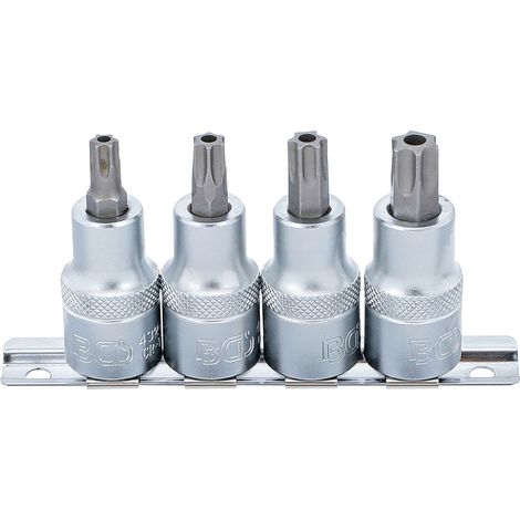 BGS Bit-Einsatz-Satz Antrieb Innenvierkant 12,5 mm (1/2") T-Profil (für Torx) mit Bohrung T40 - T55 4tlg. - 8885 (1/4)