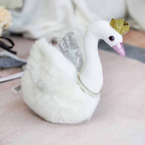 Cygne Décoratif - Figurine Plumeuse Blanche avec Couronne - Décoration Intérieure pour Chambre ou Bureau - Accessoire Élégant pour Étagère ou Table - 1 Pièce (1/5)