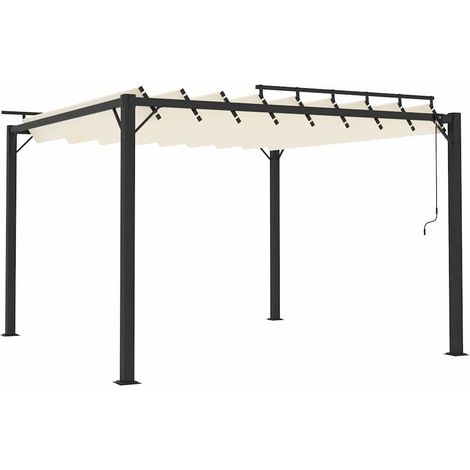 vidaXL Cenador con techo de lamas tela crema y aluminio 3x3 m (1/2)