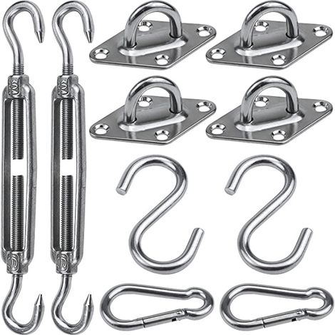 Ensemble d'accessoires de quincaillerie pour auvent et parasol, ensemble de fixations en acier inoxydable 304 en forme de S M6, convient aux auvents et parasols. (1/5)