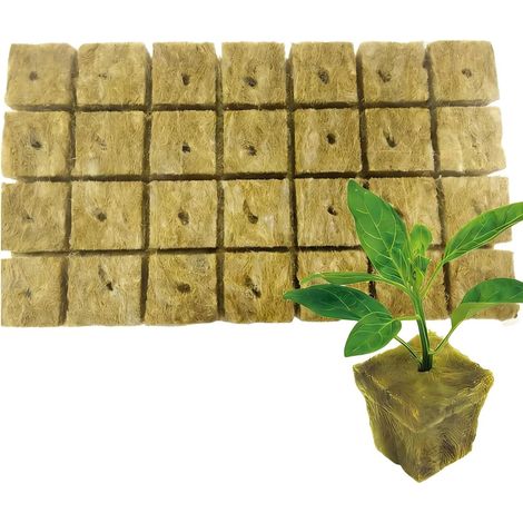 Rock Wool, 28 Pieces, Hydroponics Garden, Hydroponic Rock Wool Stoppers, Breathability, Good Air Permeability for Bottomless Cloning, Cloning, Cultivation, 4x4x4cm (1/5)