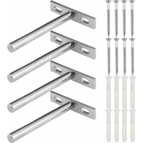 Soportes para estantes，4 piezas，soportes para estantes flotantes，plateado，70100 mm，soporte de pared metálico para estante (1/5)