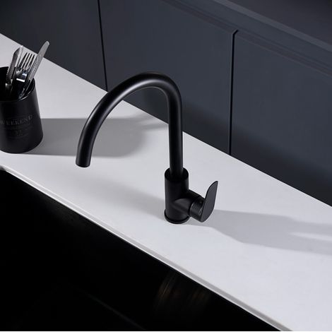 Imex -  Grifo Monomando de Cocina Alto Negro Serie Bélgica