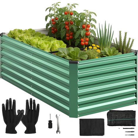 Jardin surélevé, acier zinc-aluminium-magnésium, 240 cm x 90 cm x 60 cm, surface de plantation 2,16 m², supports inclus, design à fond ouvert (1/5)
