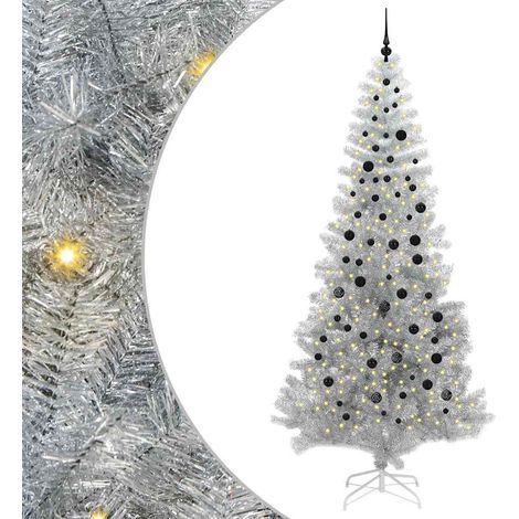 Christmas Tree with 300 LEDs with Stand Silver 240 cm PET vidaXL (1/5)