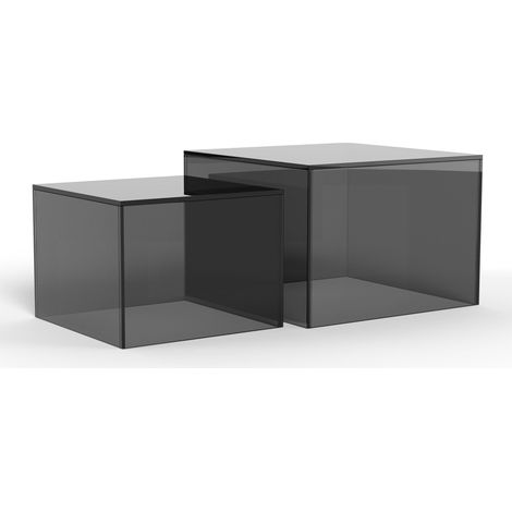 Conjunto mesa de centro Norsica 1007, Negro, 35x50x50cm, Diámetro: 0, Vidrio templado, Angular (1/5)