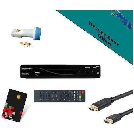 SERVIMAT Récepteur satellite HD + Carte TNTSAT V6 + Câble HDMI + LNB Single HD ME