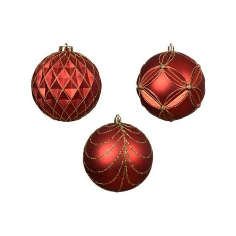 BOLA DECORADA 12CM ROJA SURTIDA