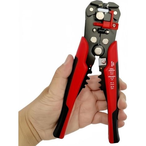 FLAMMKRAFT-Pince à Dénuder Automatique 3 en 1 - Acier au Carbone Multifonctionnel de Haute Qualité - Poignée Ergonomique - Rouge (1/5)