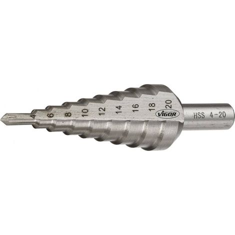 VIGOR Foret étagé HSS 4-20 mm V2395 Longueur totale : 75 mm (1/2)