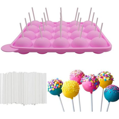 Silikon-Lutscherform mit 20 Mulden für Lutscher, Bonbons und Gebäck – Rosa (1/5)
