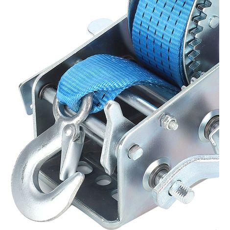 Treuil manuel 3500 lb, sangle de 10 m, exclusivité entrepôt à l'étranger, bleu (1/5)