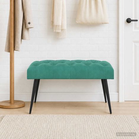 vidaXL Banc avec capitonnage bouton Turquoise 80 x 40 x 46 cm Velours (1/5)
