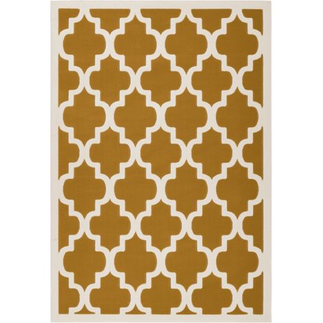 Tapis Vintage à Poils Courts "Manolya" Or & Ivoire 80 x 150 cm (1/4)