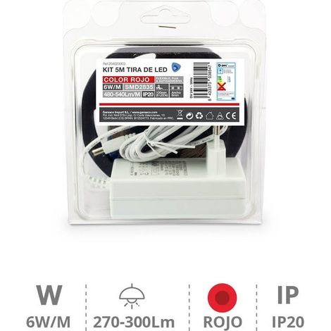 5 m LED-Streifen-Set, 6 W/m, IP20, Rot, vorbereitet (1/2)