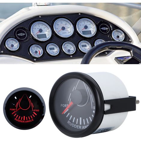 52-mm-Universal-Ruderwinkelanzeiger für Boote, 0–190-Ohm-Signal mit Rudersensor, 9–32 V, Hintergrundbeleuchtung, schwarzes Zifferblatt, schwarze Abdeckung (1/5)