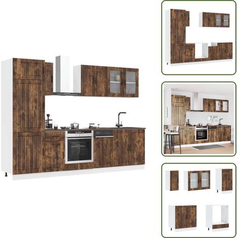 vidaXL 8-tlg. Küchenschrank-Set Kalmar Räuchereiche Holzwerkstoff