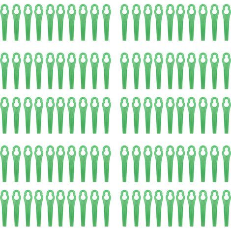 Plastic brushcutter blade for lawnmower – 100 pieces, 80 mm length, 11×7 mm hole, green (1/3)