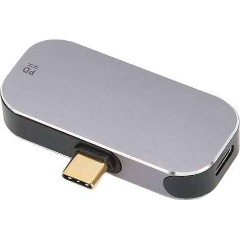 Typ-C Hub-Adapter, Plug & Play, Hochgeschwindigkeits-Datenübertragung, Kupfer-Kühlkörper, universeller Speicher, 3 in 1, inklusive MiniDP-, PD- und USB-C-Anschlüssen.