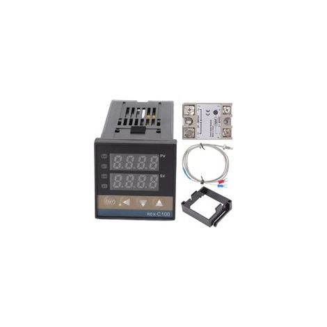 Controlador digital de temperatura PID 100–240 V, módulo de relé de 40 A con termopar tipo K, cable de 1 m y montaje M6