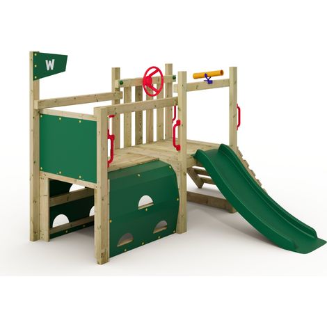 Wickey Klettergerüst My First Fort 2: Kleinkinder Kletterturm, Spielturm (10 jährige Garantie', extrem witterungsbeständig, Tunnel mit Kletterwänden), mit Spielturmzubehör - grün (1/5)