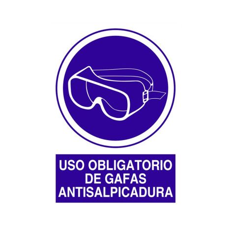 Señal de obligación de Uso de gafas antisalpicadura (3 tamaños) Poliestireno 420X297