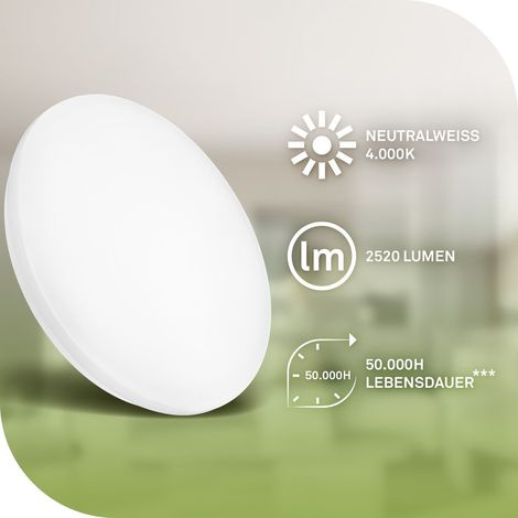 LED Deckenlampe Wohnzimmerlampe Ø37,5 cm - 12W, 2520lm, LED, mit EEKA Lichtquelle, Schlafzimmerlampe, Flurlampe, Küchenlampe, Weiß (1/5)