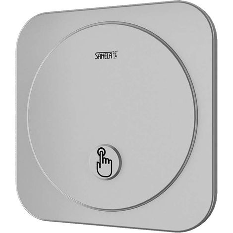 Sanela Accessori - Dispositivo di risciacquo automatico per urinali con pulsante piezoelettrico, alimentazione a rete, acciaio inox SLP 02NP