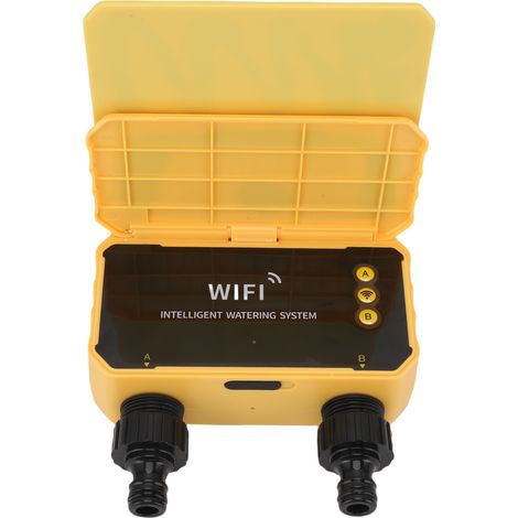 Minuterie d'arrosage solaire WiFi, 2 sorties, irrigation automatique pour jardin et cour, fonction de détection de pluie