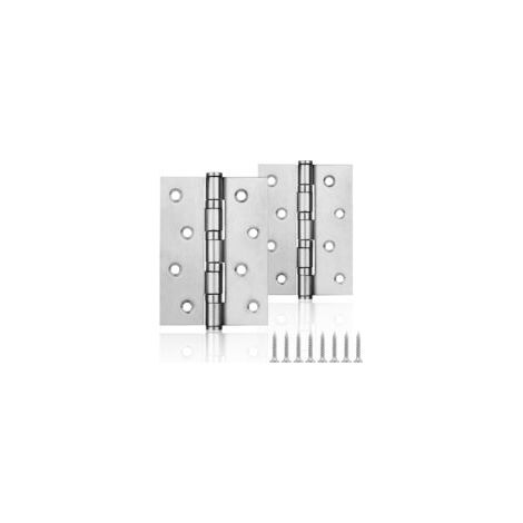 Charnière Porte Inox - 2 pièces, Charnière Porte Inox 100x75mm Chromé - Placard/Tiroir (1/5)