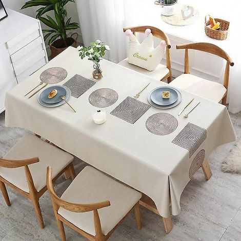 Nappe rectangulaire imperméable en PVC, nappe en plastique 140 x 200 cm, résistante aux taches et à l'huile, idéale comme nappe pour les tables de cuisine et de café. (1/4)