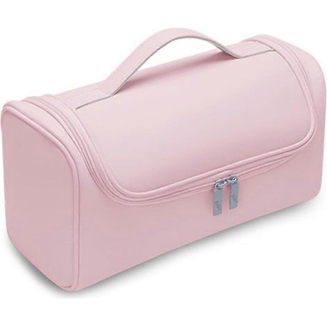 Boîte de rangement portable pour sèche-cheveux avec crochet dissimulé, sac à outils de coiffure antidérapant, sac de rangement imperméable grande capacité rose (1/4)