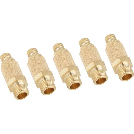 Silencieux pneumatique en laiton (lot de 5) avec contrôle du débit d'air et vanne 1/8 BSP. (1/5)