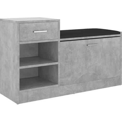 Meuble à Chaussures Étagère à Chaussures - Gris béton 94,5x31x57 cm Aggloméré BV659240 - BonneVie (1/5)