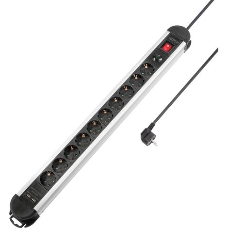 [GEBRAUCHT] B-Ware Sygonix Steckdosenleiste Usb überspannungsschutz Silber 10fach Mehfachstecker