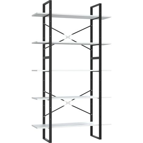 5-Tier Book Cabinet White 100x30x175 cm Engineered Wood vidaXL