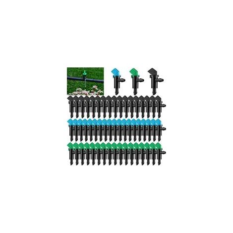 60 Stück Tropfbewässerungs-Emitter, 3 Größen, Gartenflaggen-Tropfbewässerungs-Emitter, für Rasen, Bäume, Sträucher, Garten (4 l/h Schwarz, 8 l/h Blau, 16 l/h Grün) (1/5)
