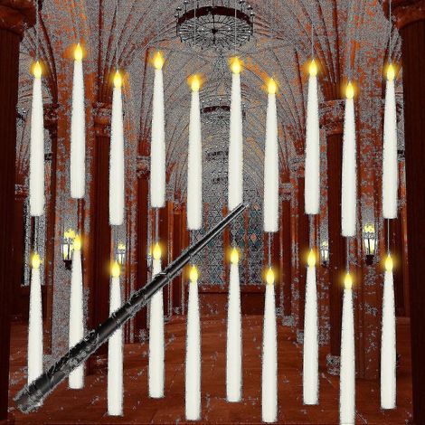 Décorations, 12 bougies LED flottantes avec télécommande, bougies suspendues sans flamme, ambiance chaleureuse et scintillante (1/5)