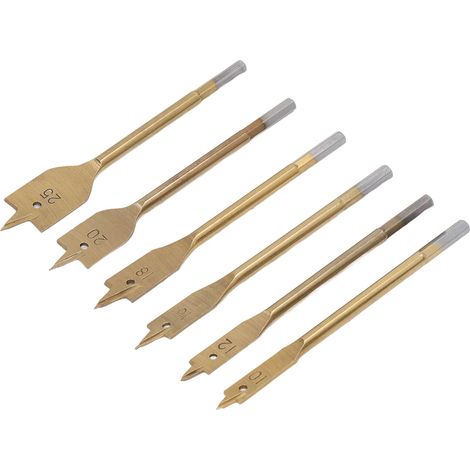 Lot de 6 forets plates en acier à haute teneur en carbone tranchants 3 lames queue hexagonale pour bois mobilier (1/5)