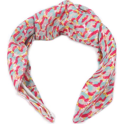 Nouveau bandeau imprimé polyvalent, élégant motif floral, noué au milieu, large bandeau en tissu, rose. (1/5)