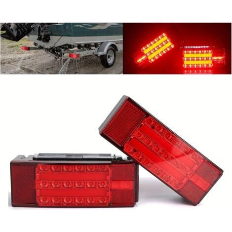 Lot de 2 feux de remorque LED rectangulaires submersibles 12 V, feux de freinage, d'arrêt, de virage, d'immatriculation, super lumineux, pour camping-car, camion, bateau (1/4)