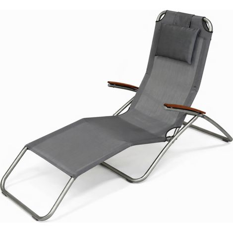Leco Sonnenliege / Kippliege "Elegance", silbergrau, 177 x 65 x 109/80 cm (L x B x H)