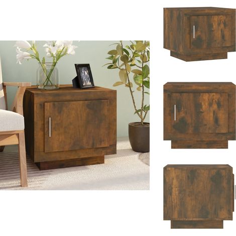 Table basse chêne fumé 51x50x45 cm bois d'ingénierie - Table Basse - Meuble TV - Table D'appoint - Meubles Salon - Design Moderne (1/5)