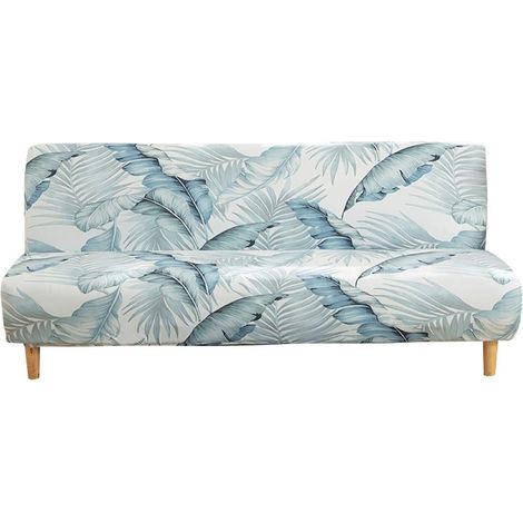 Housse de canapé sans accoudoirs,Spandex antidérapant 120-155cm canapé futon (Bleu Clair) (1/5)