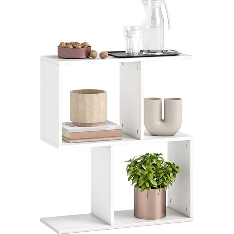 HOMCOM Side Table, Narrow End Table with Storage Shelves, White