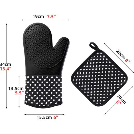 Silikon-Topfmatte, Ofenhandschuhe, Schwarz, 2er-Set, für Küche und Mikrowelle
